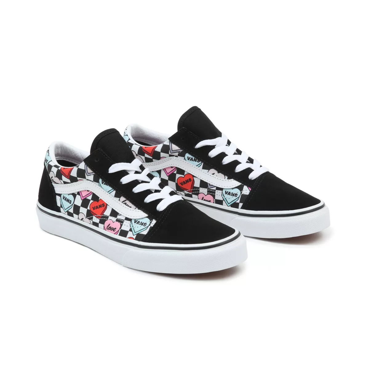Black Vans Candy Hearts Old Skool Shoes | VN565C2ZO80