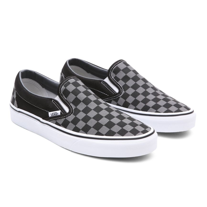 Black Vans Checkerboard Classic Slip-On Shoes | VN949H2ZN35