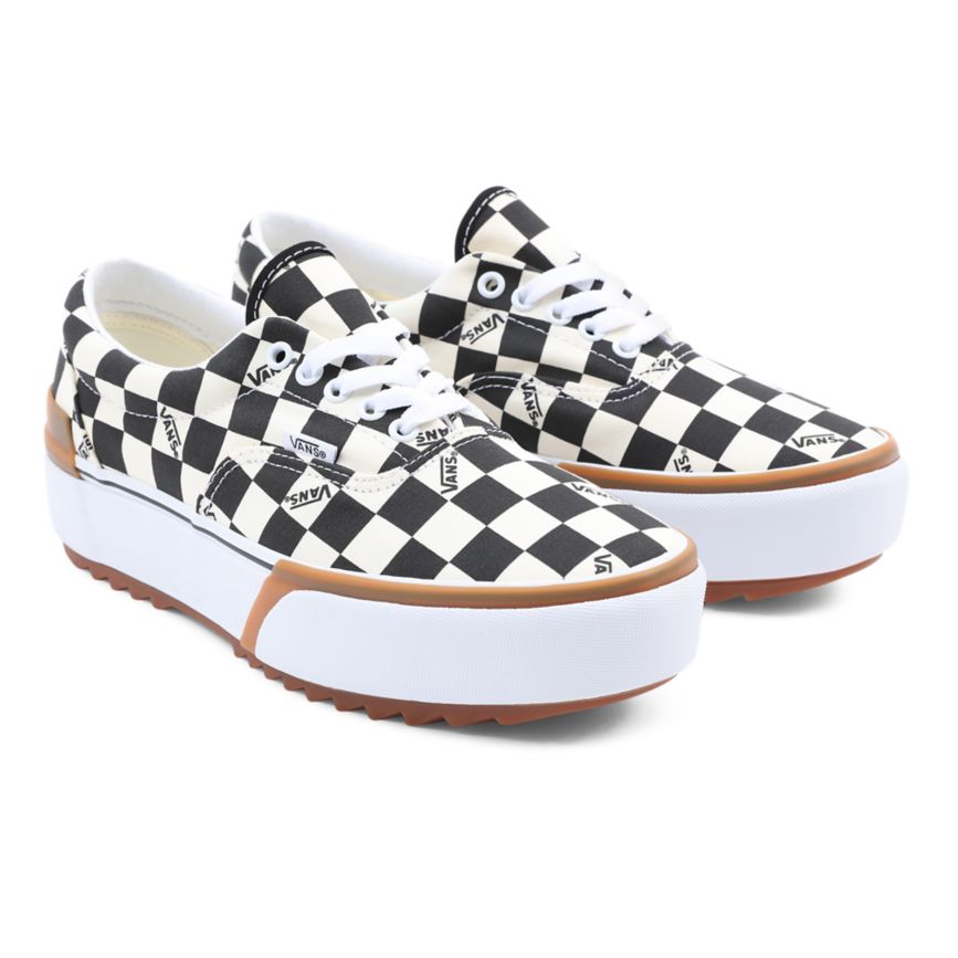 Black Vans Checkerboard Era Stacked Shoes | VN507E5UF24