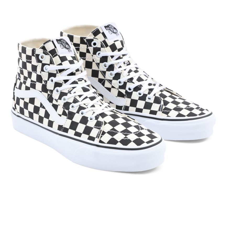 Black Vans Checkerboard Sk8-Hi Tapered Shoes | VN646B3FQ48