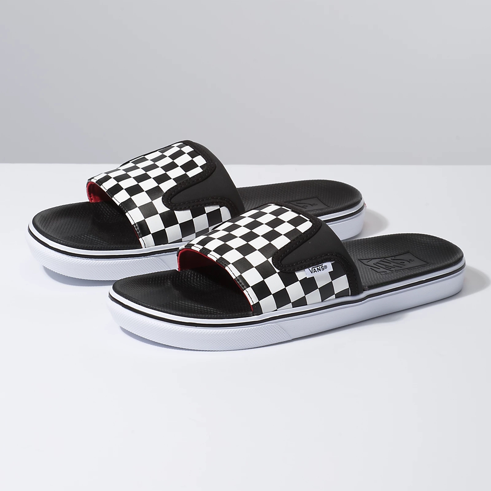 Black Vans Checkerboard Ultracush Slide-On | VN154U2BJ47
