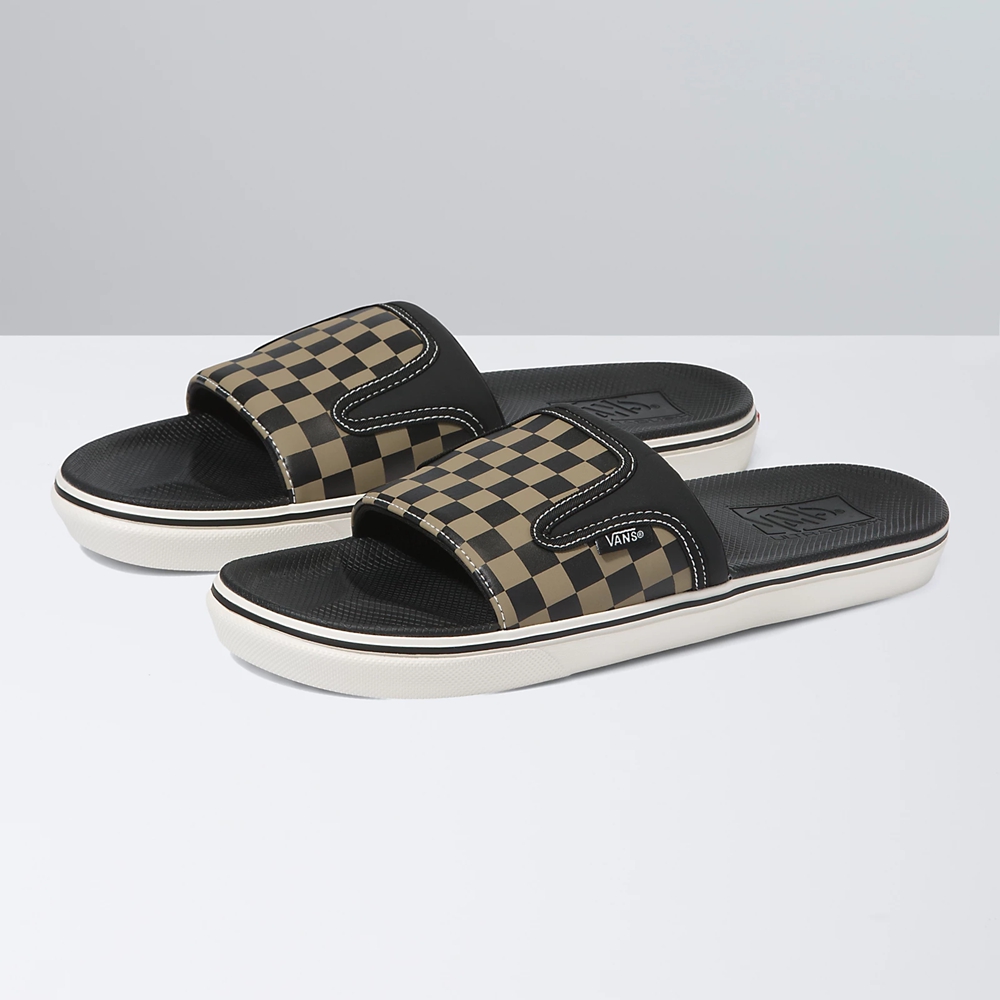 Black Vans Checkerboard Ultracush Slide-On | VN661I4MW18