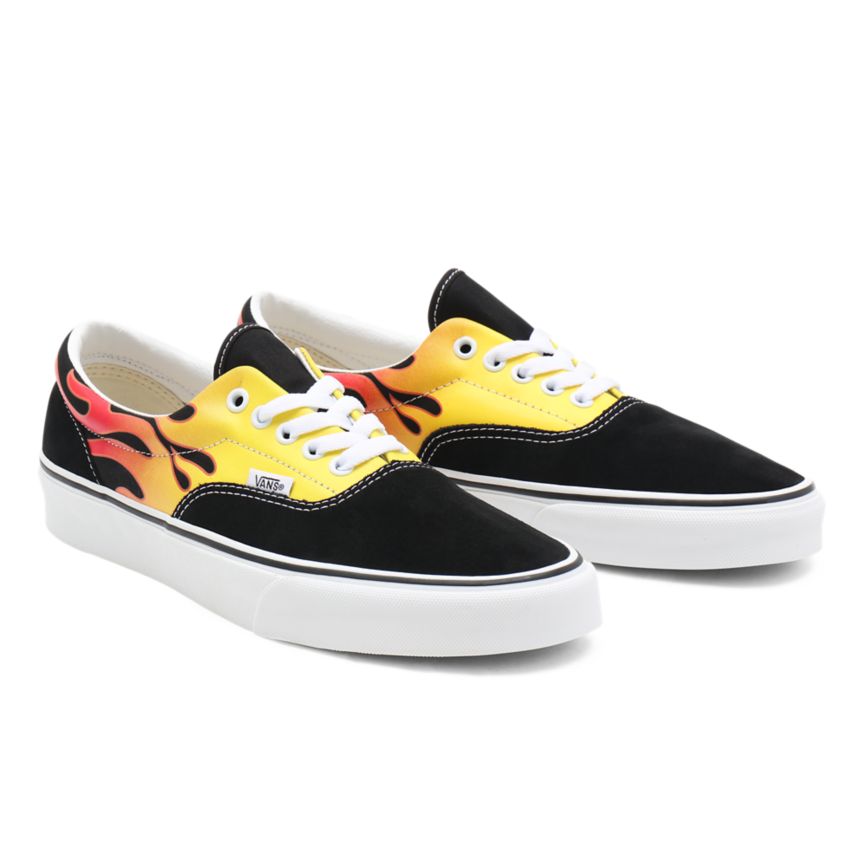 Black Vans Flame Era Shoes | VN693W6QV86
