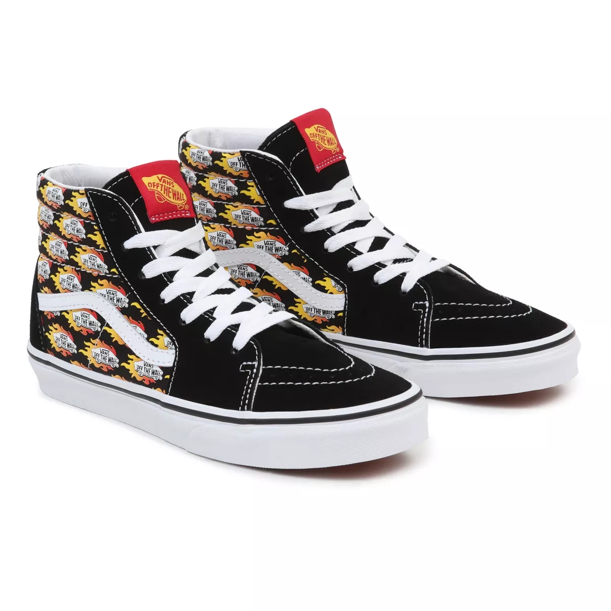 Black Vans Flame Logo Repeat Sk8-Hi Shoes | VN268Q3VB65
