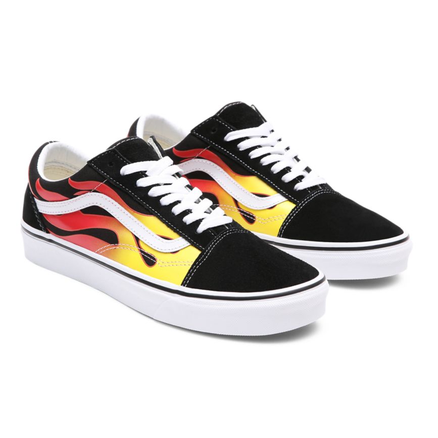 Black Vans Flame Old Skool Shoes | VN641F5RZ12