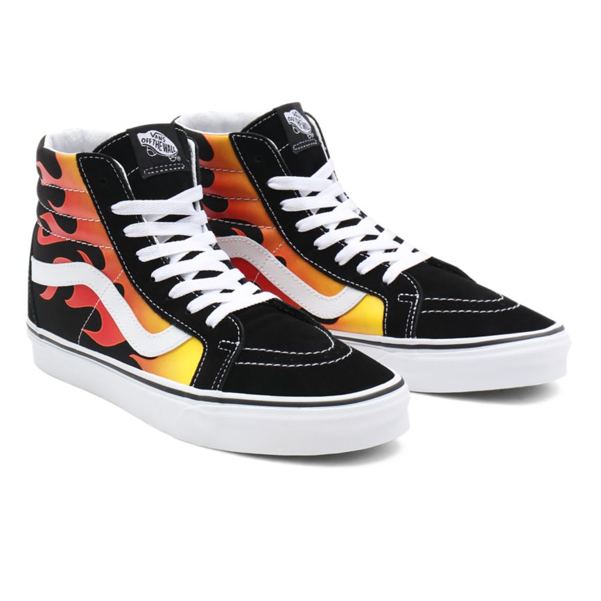 Black Vans Flame Sk8-Hi Reissue Shoes | VN726H0SZ61