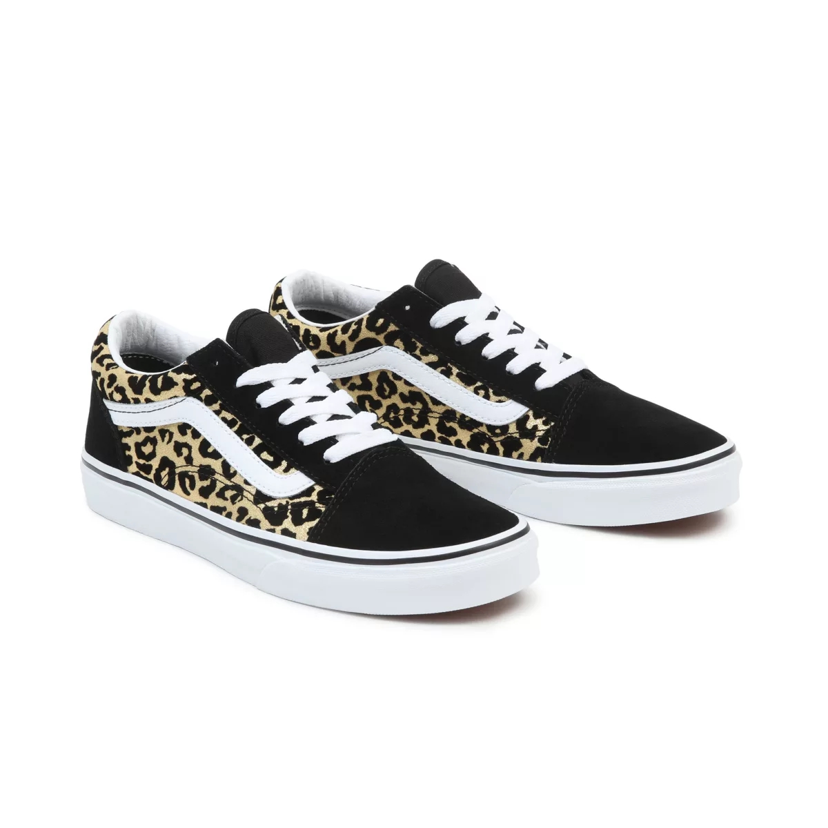 Black Vans Flocked Leopard Old Skool Shoes | VN277E3YT66