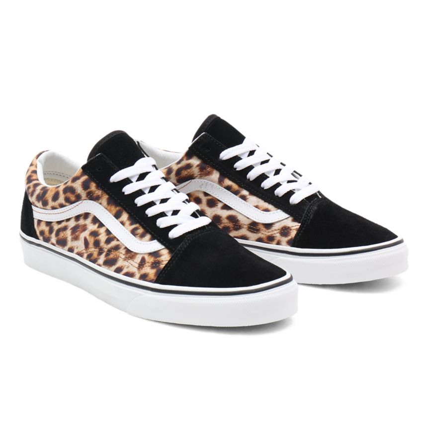 Black Vans Leopard Old Skool Shoes | VN691N6DM52