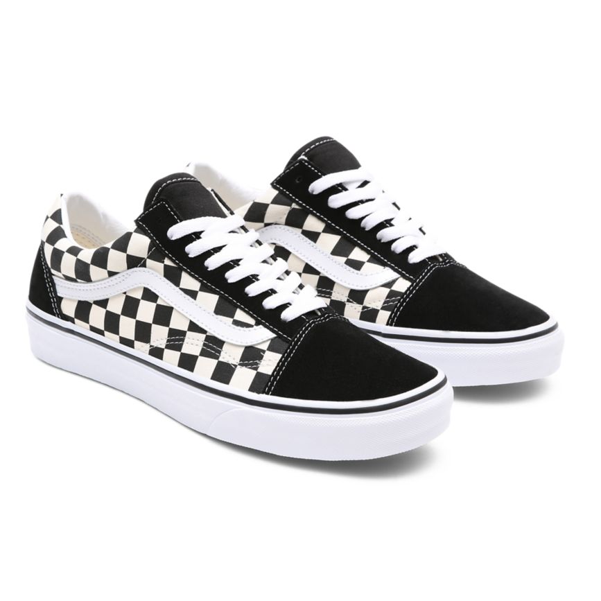 Black Vans Primary Check Old Skool Shoes | VN146R8FQ22