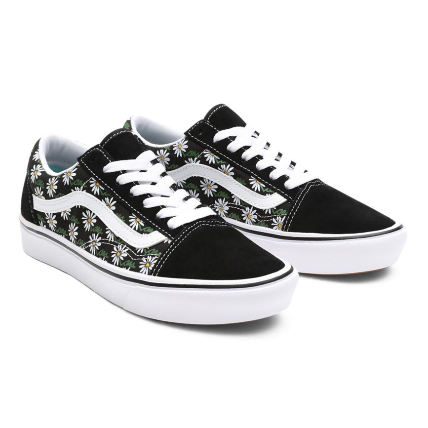 Black Vans Scribble Flower ComfyCush Old Skool Shoes | VN164D8RP91