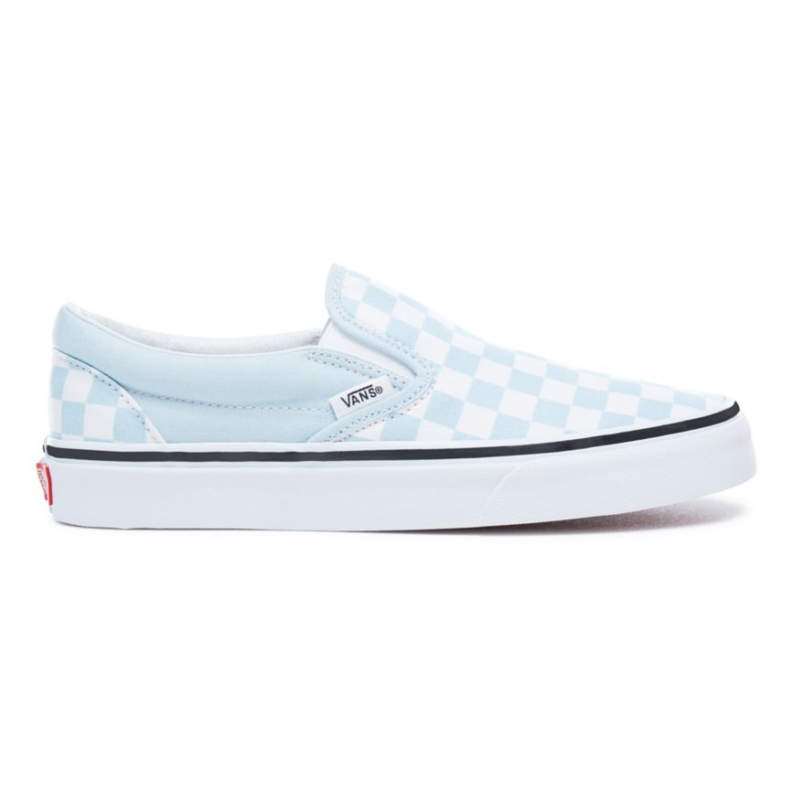 Blue Vans Checkerboard Classic Slip-On Shoes | VN671J9JK42