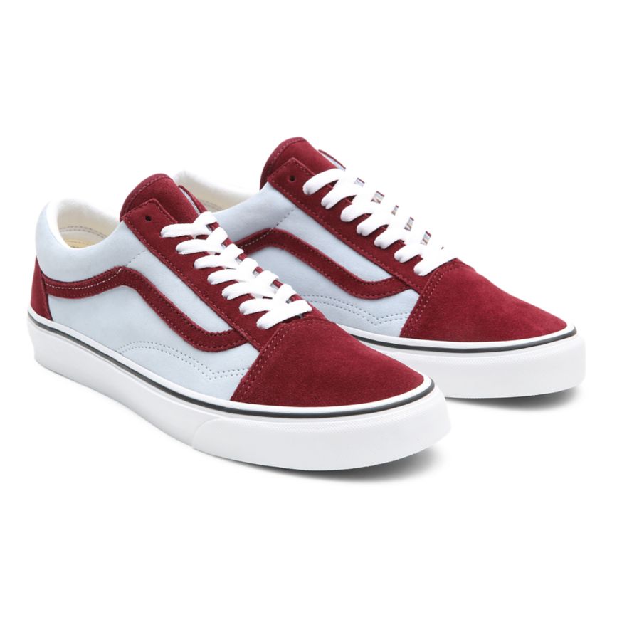 Burgundy Vans 2-Tone Suede Old Skool Shoes | VN821K0QJ56