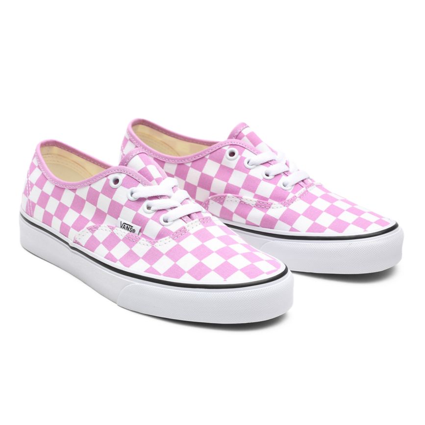 Pink Vans Checkerboard Authentic Shoes | VN045Q0AY74