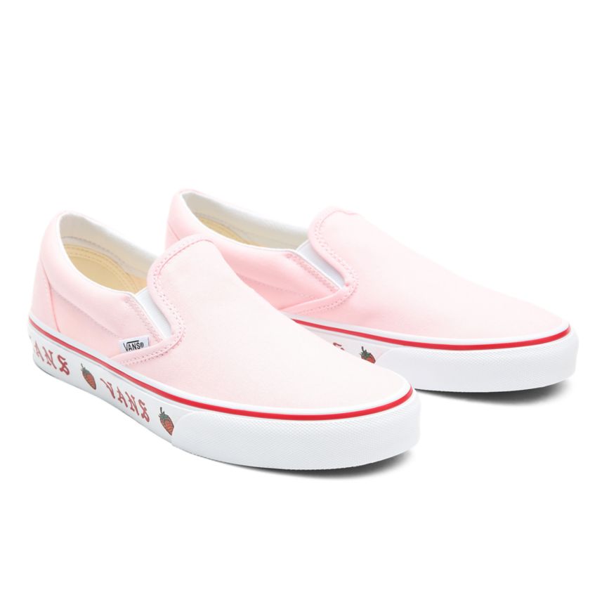Pink Vans Sidewall Print Classic Slip-On Shoes | VN128M7BX71