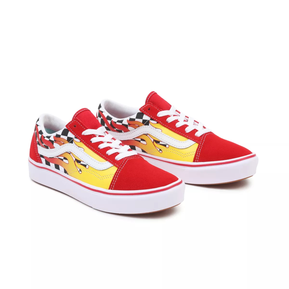 Red Vans Flame ComfyCush Old Skool Shoes | VN619C7WQ66