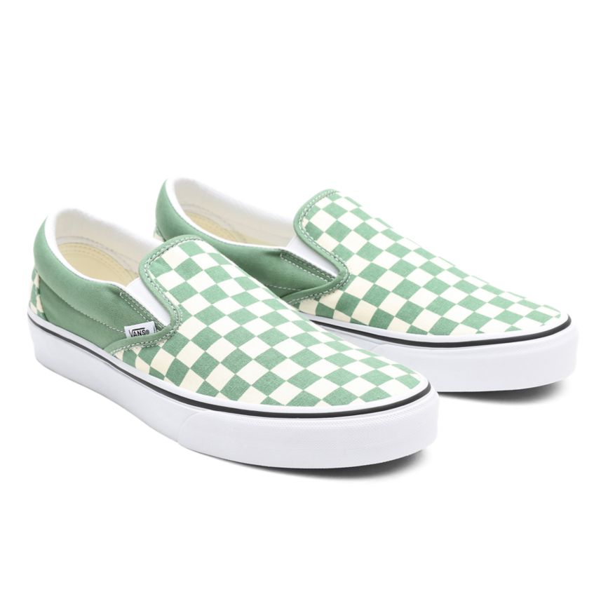 Turquoise Vans Checkerboard Classic Slip-On Shoes | VN957I0HL94