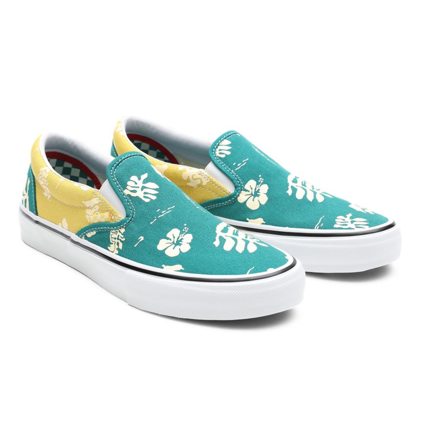 Turquoise Vans Skate Aloha Slip-On Shoes | VN630G4HY47