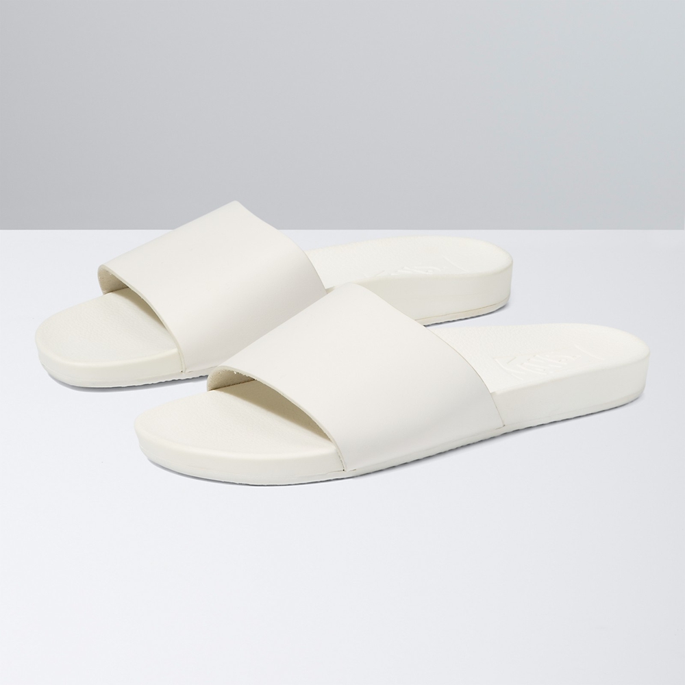 White Vans Leather Decon Slide | VN853W3IC18