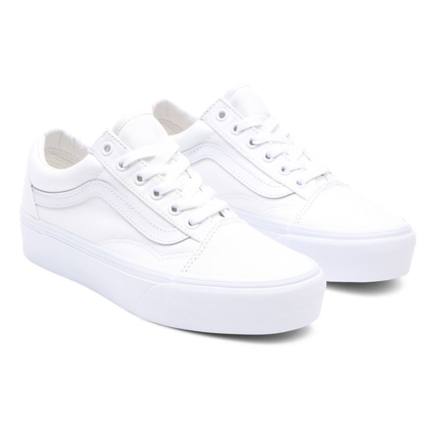 White Vans Old Skool Platform Shoes | VN175M5UX57
