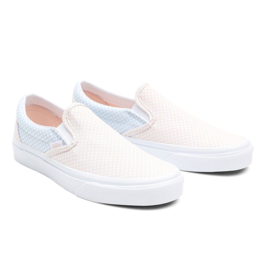 White Vans Pastel Checkerboard Classic Slip-On Shoes | VN856G1OI65