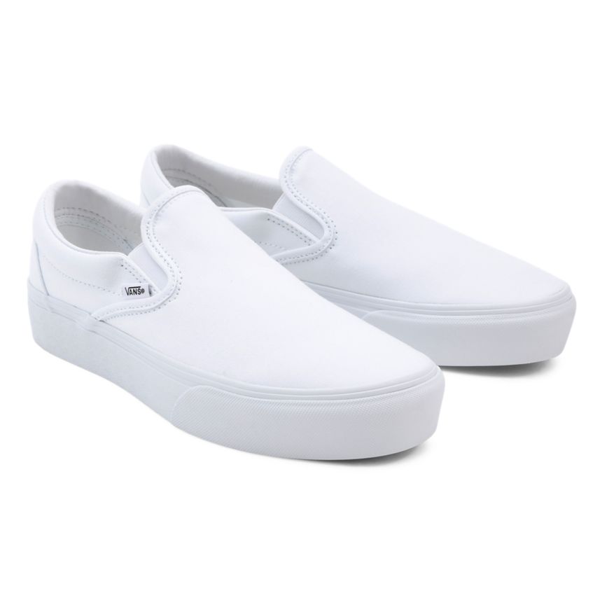 White Vans Slip-On Platform Shoes | VN214J5PP25